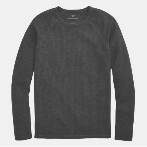Mack Weldon Men's WARMKNIT Waffle Long Sleeve Crew Charcoal Heather Size XL - Picture 1 of 5